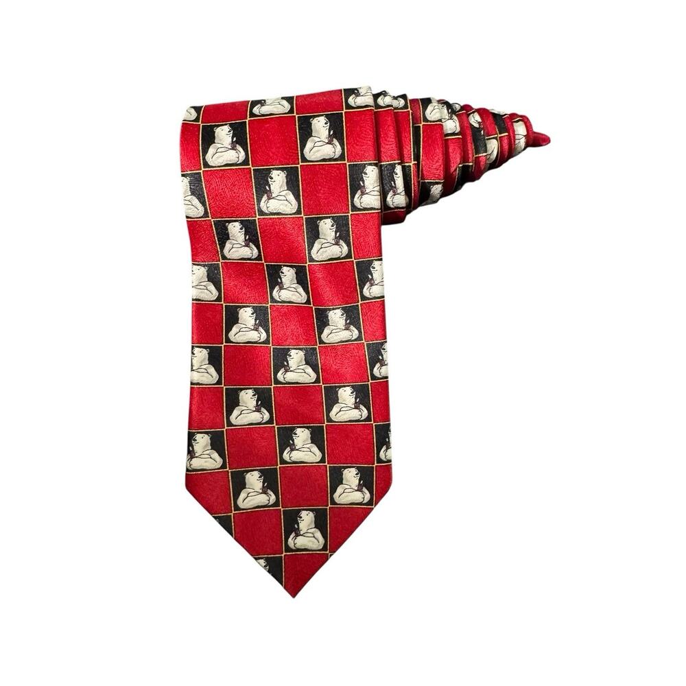 Coca Cola Coke Polar Bears Vintage Novelty Necktie Silk
